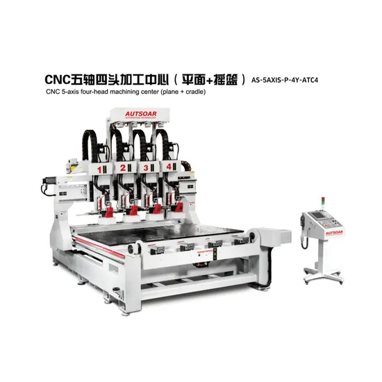 High Sales 5-Axis 4-Head (flat+cradle) CNC Woodworking Carving Machine